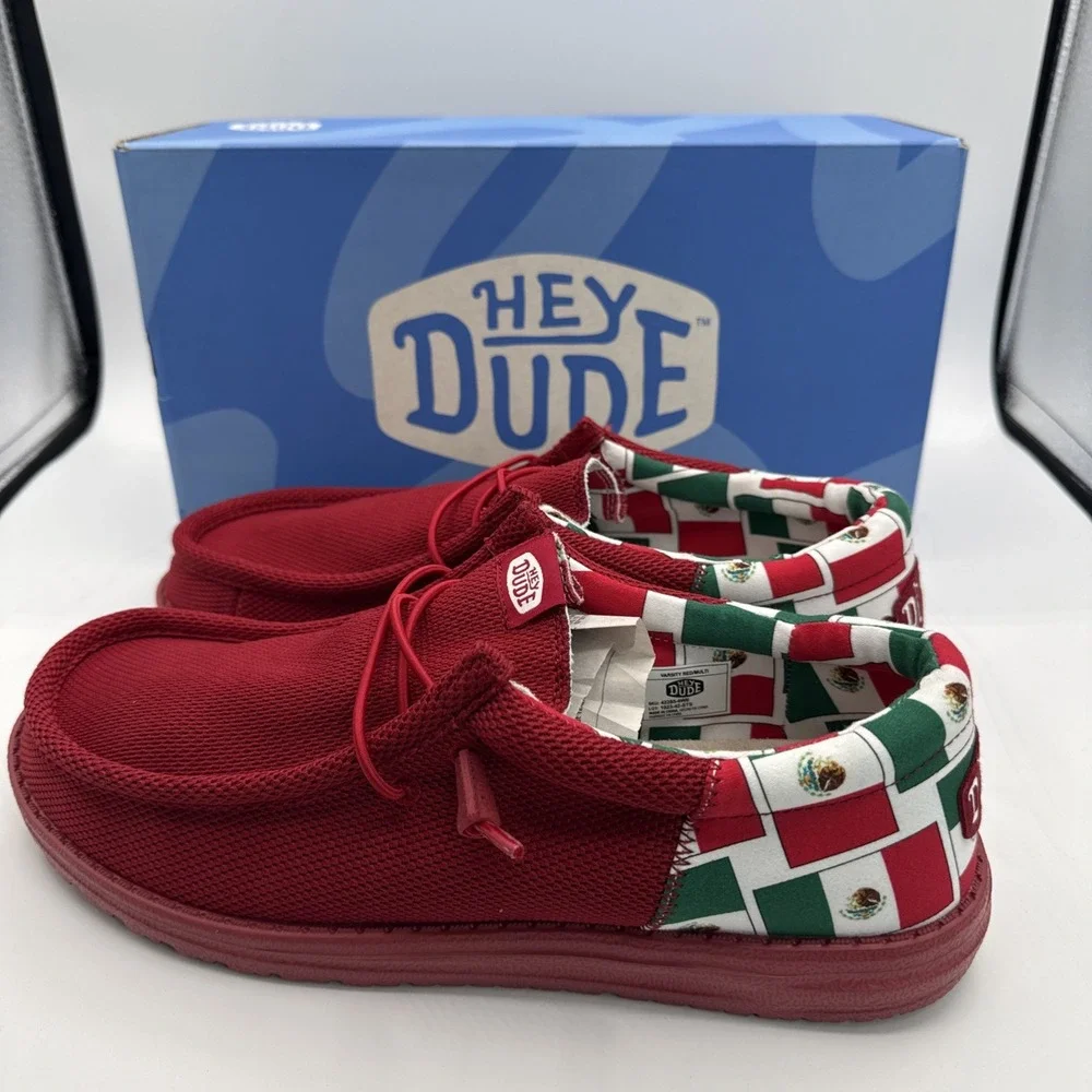 Hey Dude Wally‎ Funk Red Mexican Flag Shoes Men Size 12 Slip On 42285-6WE